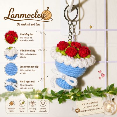 Bó hoa mini hoa hồng đỏ 0 - Lan Móc Len